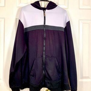 WHITE, GRAY & BLACK ZIPPERED HOODIE XL